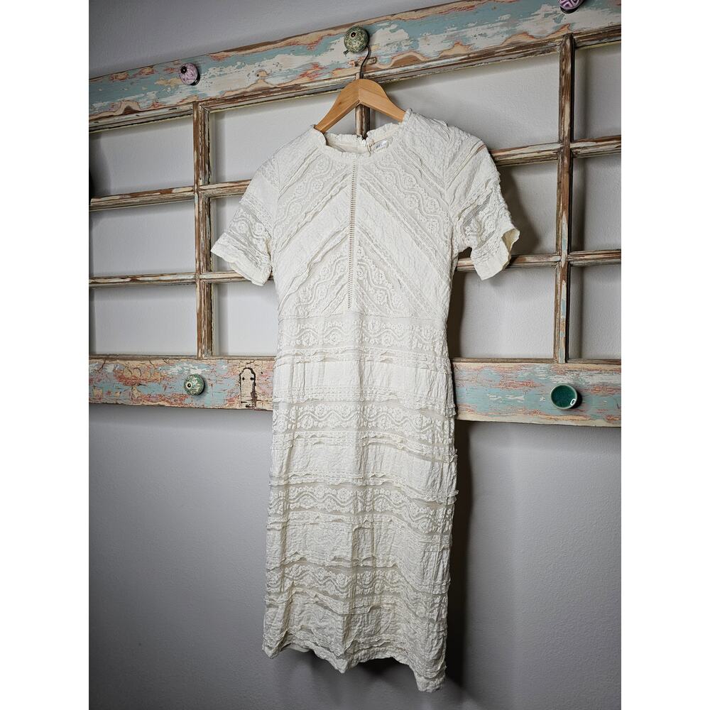 Bella Ella Ladies Cream Lace Knee Length Dress Size Medium - Picture 6 of 13